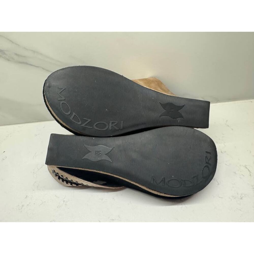 Modzori Tita Women's Size 10 Mid Wedge Reversible Gold/Pewter Thong Sandal - Picture 6 of 9